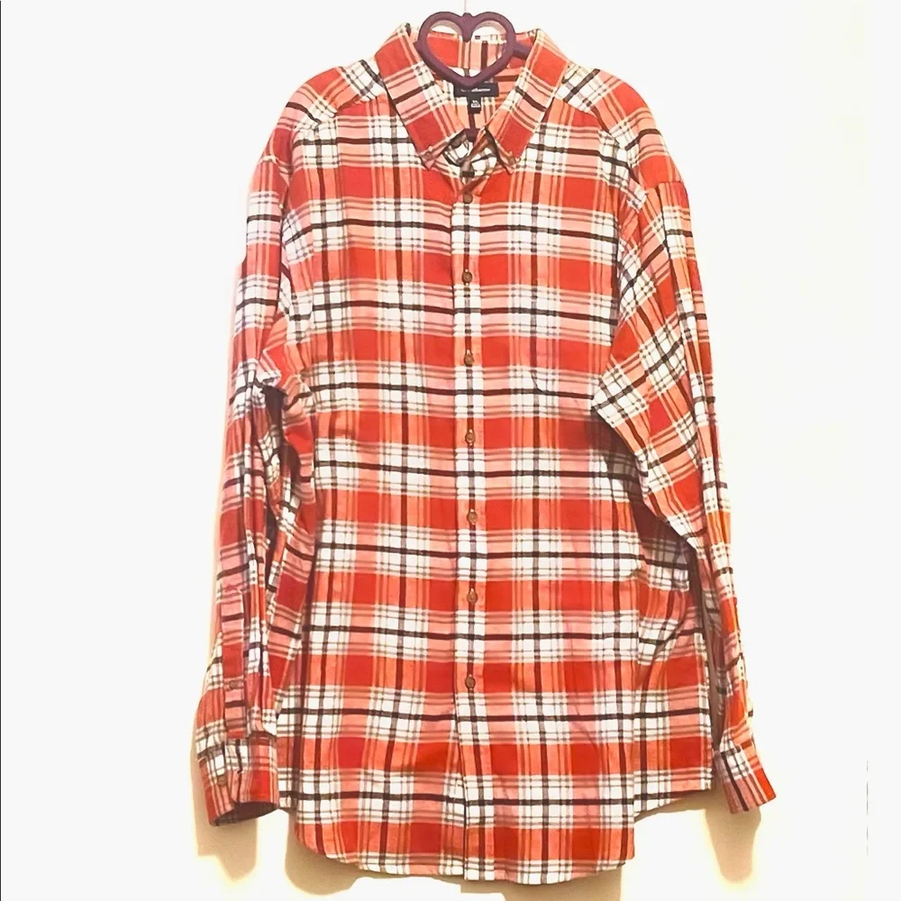 Men’s Croft And Barrow Plaid Shirt Dominate Color Orange And Burgundy - Picture 1 of 1
